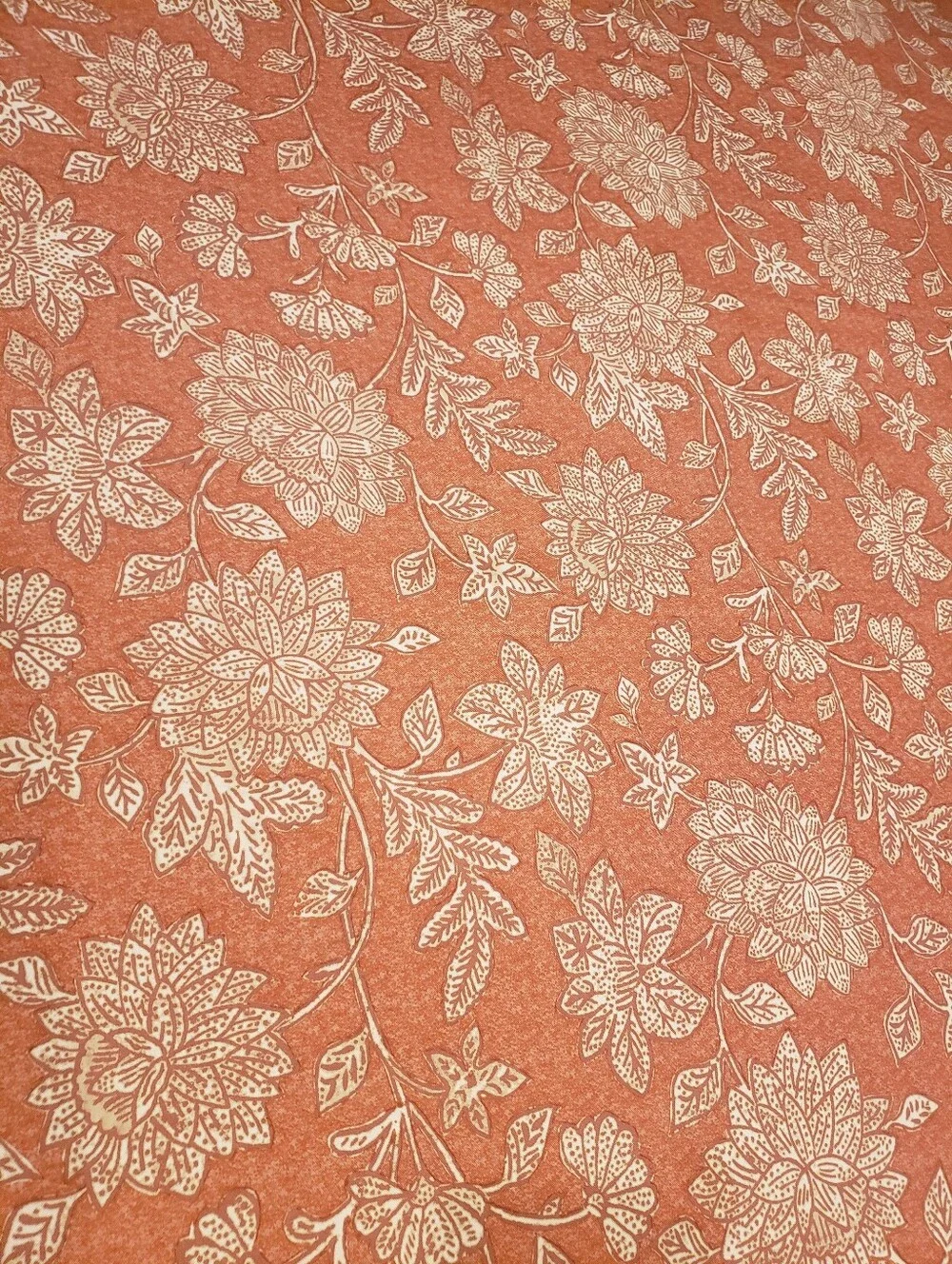 Teracotta w Cream Floral Pattern Tablecloth